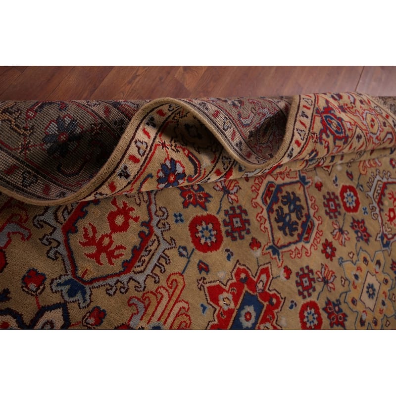 All-Over Brown Oushak Oriental Area Rug Hand-Knotted Wool Carpet - 7'11"x 9'10"