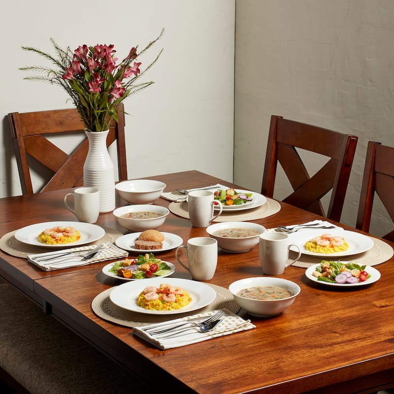 Tabletops Gallery White Porcelain 16-piece Dinnerware Set