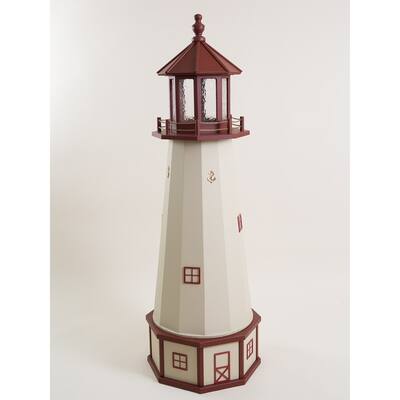 Deluxe Hybrid Poly and Wood Lighthouse with Solar Light