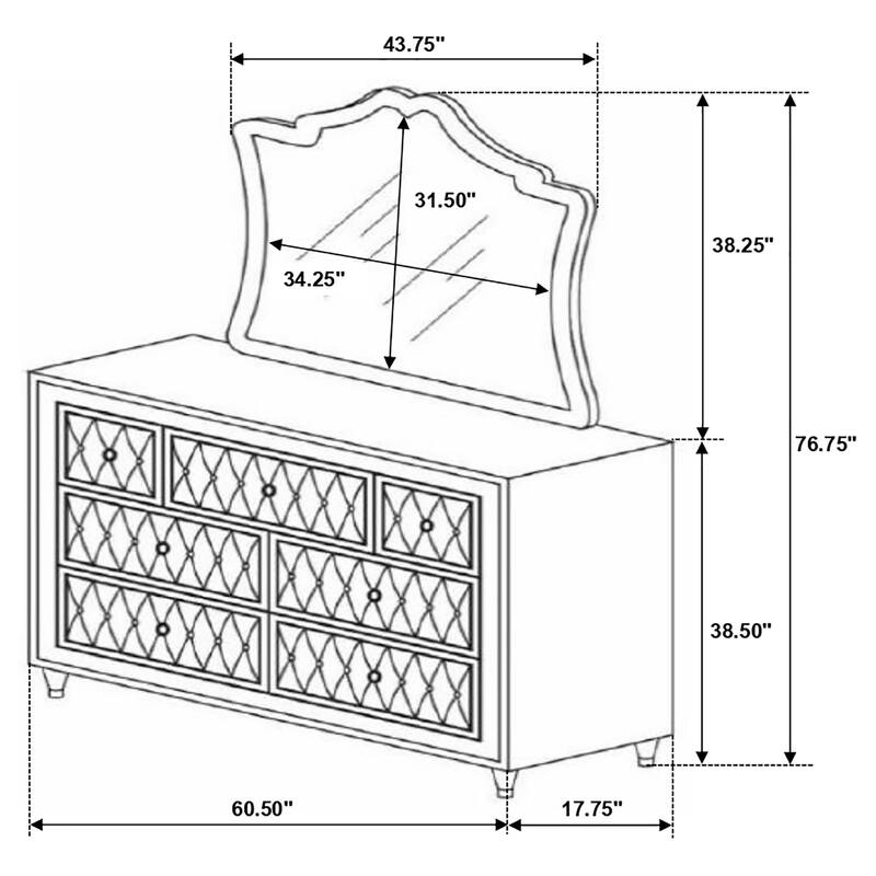 Antonella Modern Classic 7-drawer Upholstered Dresser