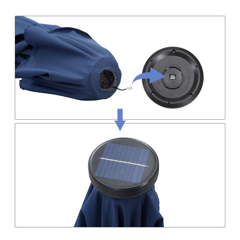 Autlaycil 7.5 ft Outdoor Patio Umbrella with 18 LED Lights Solar & Tassel.