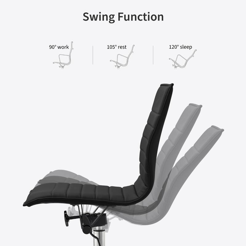 Set of 2 Modern Drafting Chair Upholstered PU Leather Ribbed Armless Mid Back with High Adjustable Base & Leg Rest