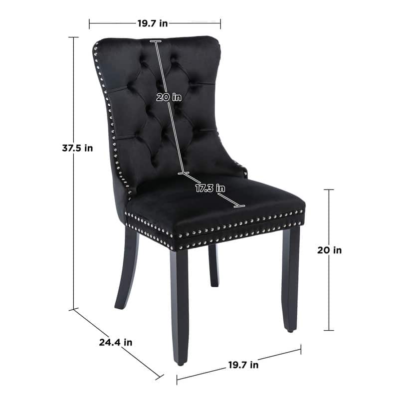 Solid Wood Velvet Upholstered Dining Chair Set of 2