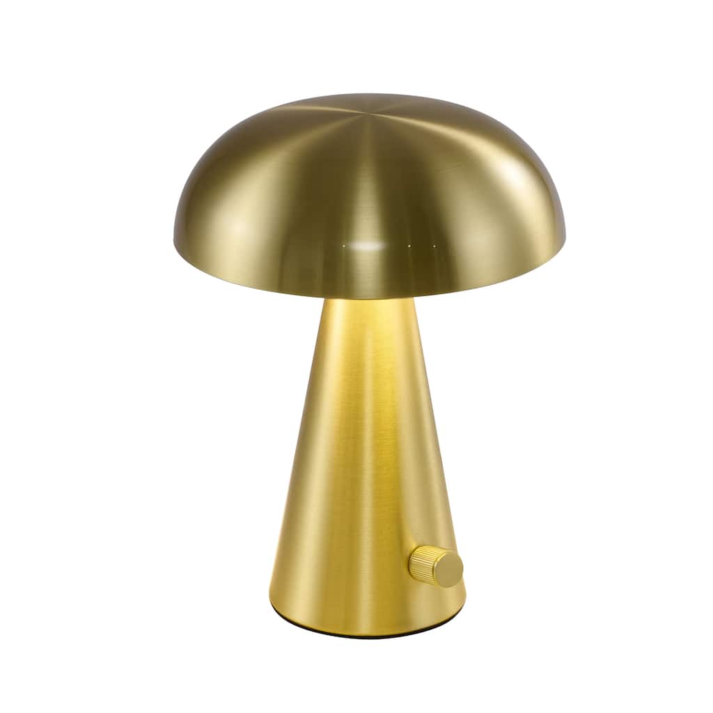 1-Light Stain Brass Table Lamp With A Satin Brass Metal Shade