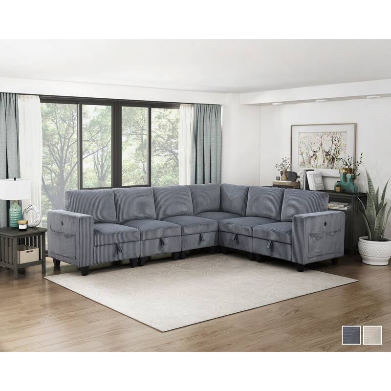 Kenlis 6-Piece Modular Sectional Sofa with Storage