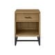 preview thumbnail 3 of 1, Newport 1-Drawer Solid Wood Nightstand with Charging Station, Natural Oak