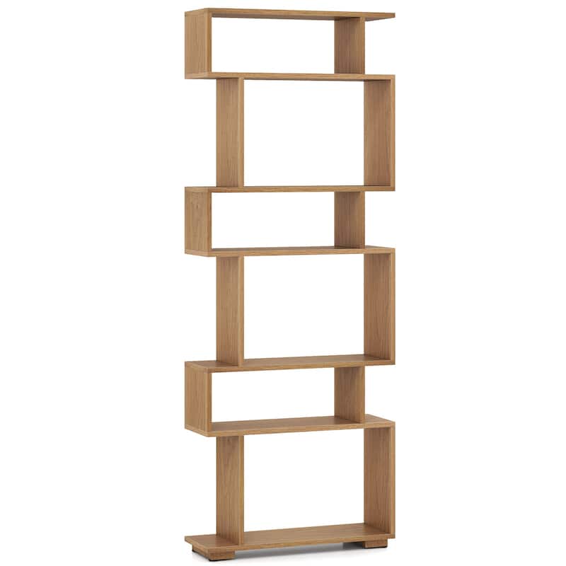 Gymax 2PCS 6-tier Storage Bookshelf Tall Display Shelf w/