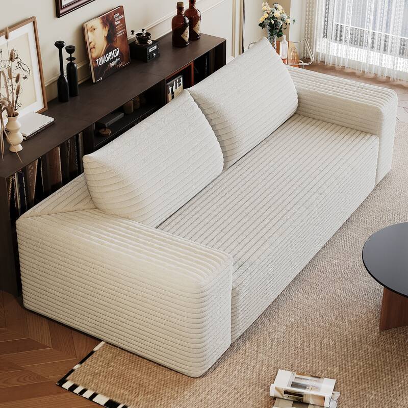 Fabric Sofa Lounge Sofa with High-Density Sponge Cushion, Loveseat Recliner Sofa with Wide Armrests & Striped Pattern
