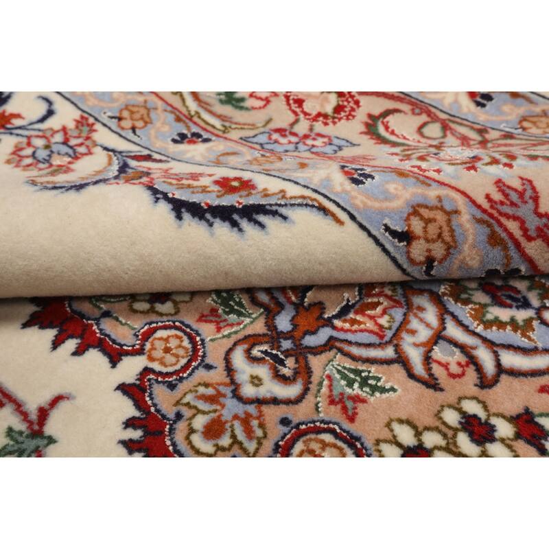 3'7''x5'4'' Hand Knotted Wool Ivory Isfahan Traditional 350 KPSI Rug - 3' 7'' x 5' 4''