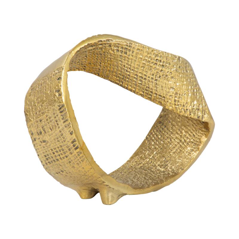 Sagebrook Home Metal Twisted Hammered Ring, Gold, Oval, Textured, Serenity Novelty Figurines