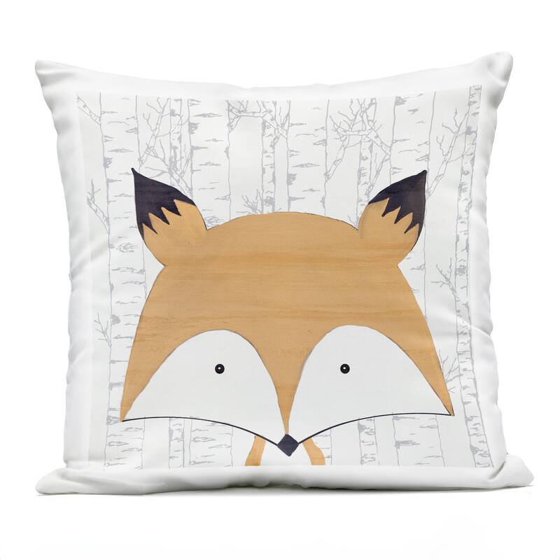 Stupell Whimsical Fox on Birch Printed Outdoor Throw Pillow Design by Kim Allen - Accent - Polyester - Orange - Single