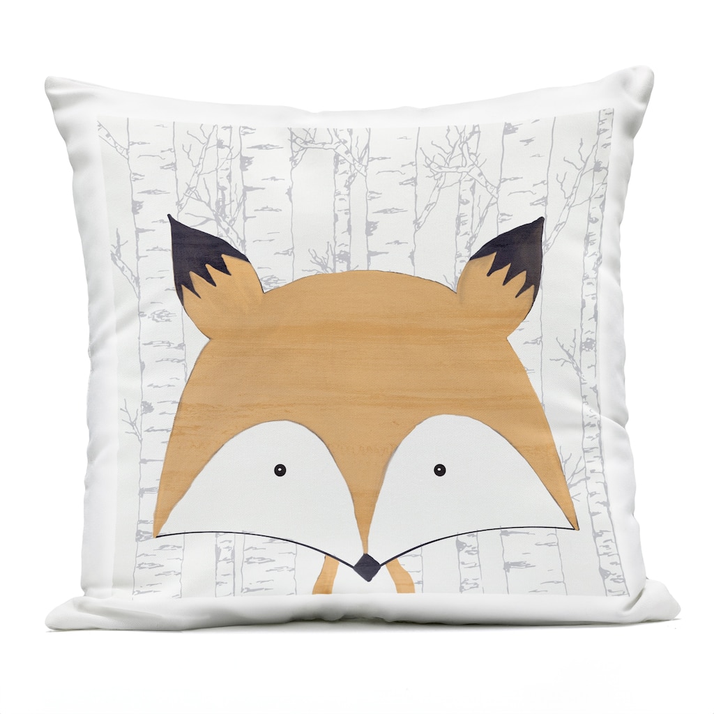 Stupell Whimsical Fox on Birch Printed Outdoor Throw Pillow Design by Kim Allen