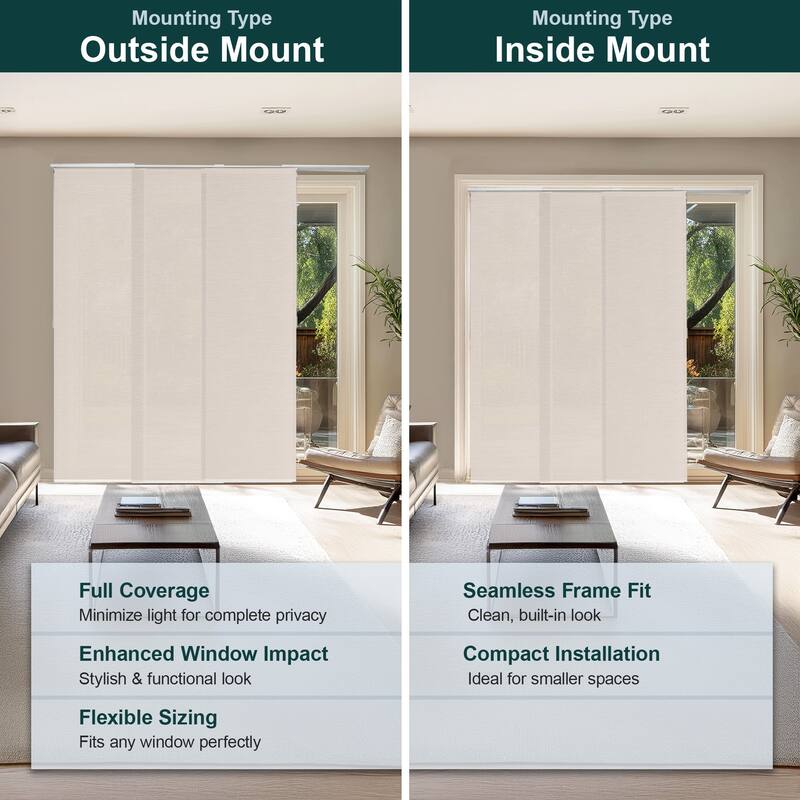 CHICOLOGY Adjustable Sliding Panels, 4-Rail Track, Vertical Blinds, Pation Door Curtain, Room Divider