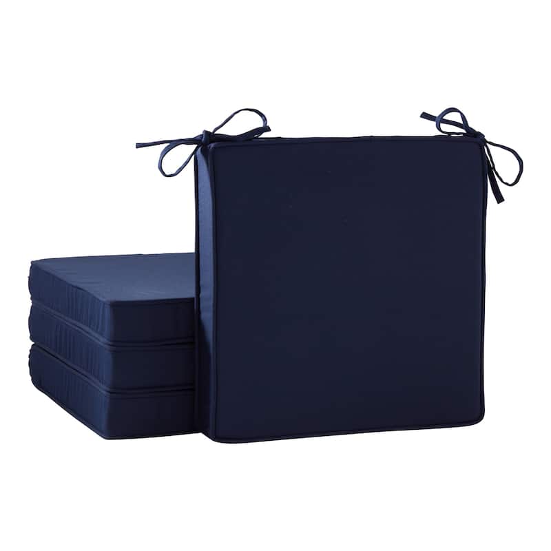 Sunbrella Indoor/ Outdoor 17-inch Square Corded Chair Pad - Canvas Navy - Set of 4