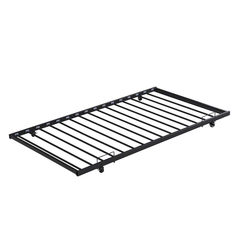 Daybed with Trundle Bed, Twin Bed Frame with Metal Slats Supports