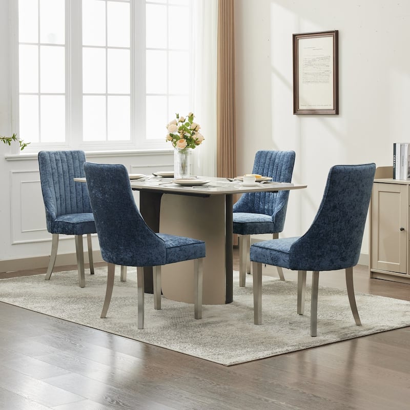 Dining Chairs with Stainless Steel Legs,Set of 2
