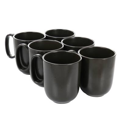 6 Piece 15 Ounce Round Stoneware Mug Set