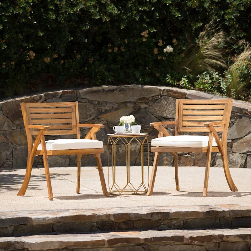 Outdoor Wood Dining Chair With Cushons (Set of 2)