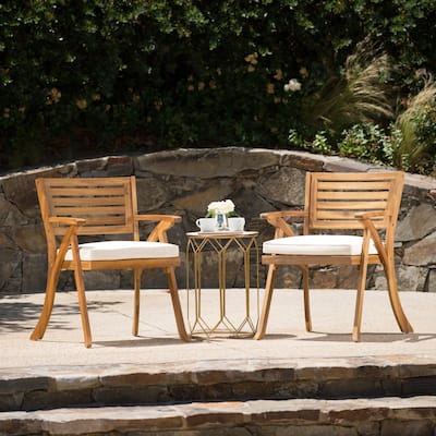 Outdoor Wood Dining Chair With Cushons (Set of 2)