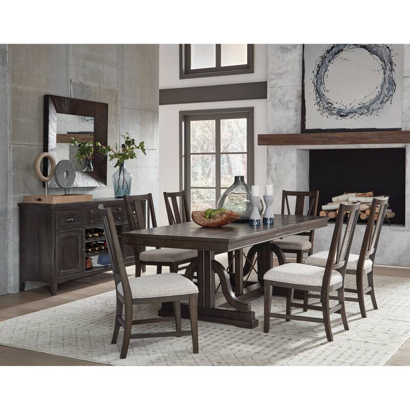 Magnussen Home Westley Falls Graphite Extendable Trestle Dining Table - 38''W x 72''D x 30''H