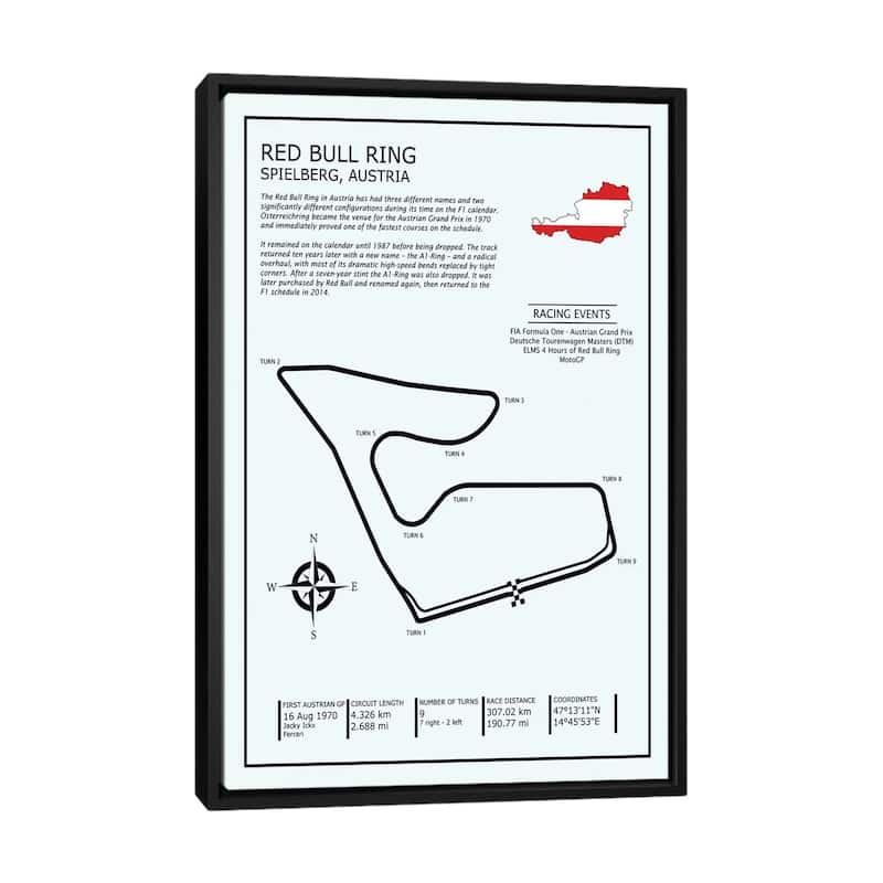 iCanvas "Red Bull Ring Austria" by Mark Rogan Framed Canvas Print - Black - 40x26