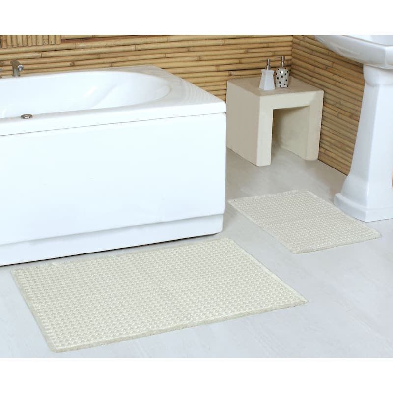 Belgian Waffle Recycled Polyester Eco-Friendly Bath Rug - Ivory - 20x32