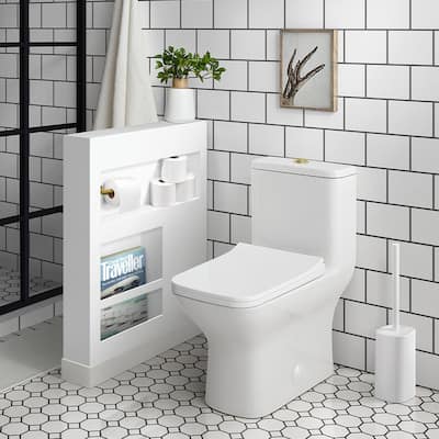 Carré One-Piece Square Toilet Left Side Flush Handle Toilet 1.28 gpf