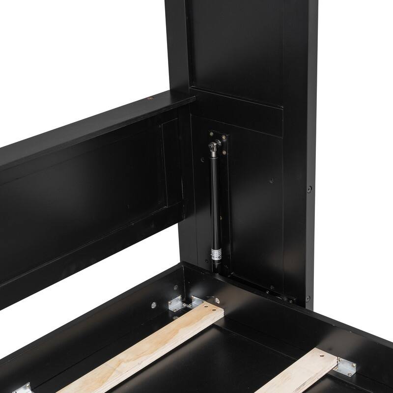 Full Size Murphy Bed with Storage Cabinets, Modern Design Folding Bookcase Bed Frame with Open Shelf