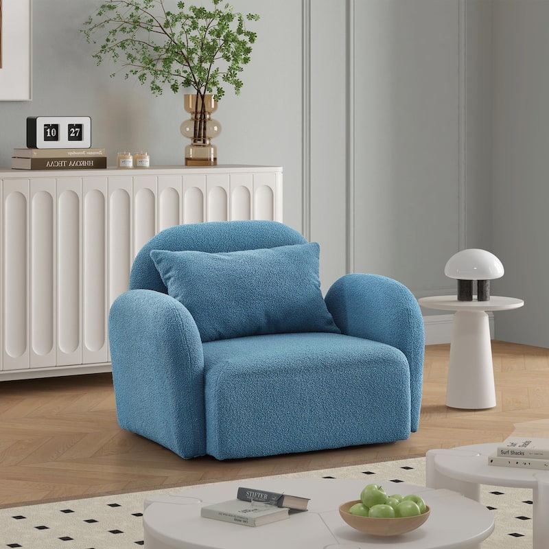 Elegant Lazy Sofa Chair in Plush Teddy Fabric