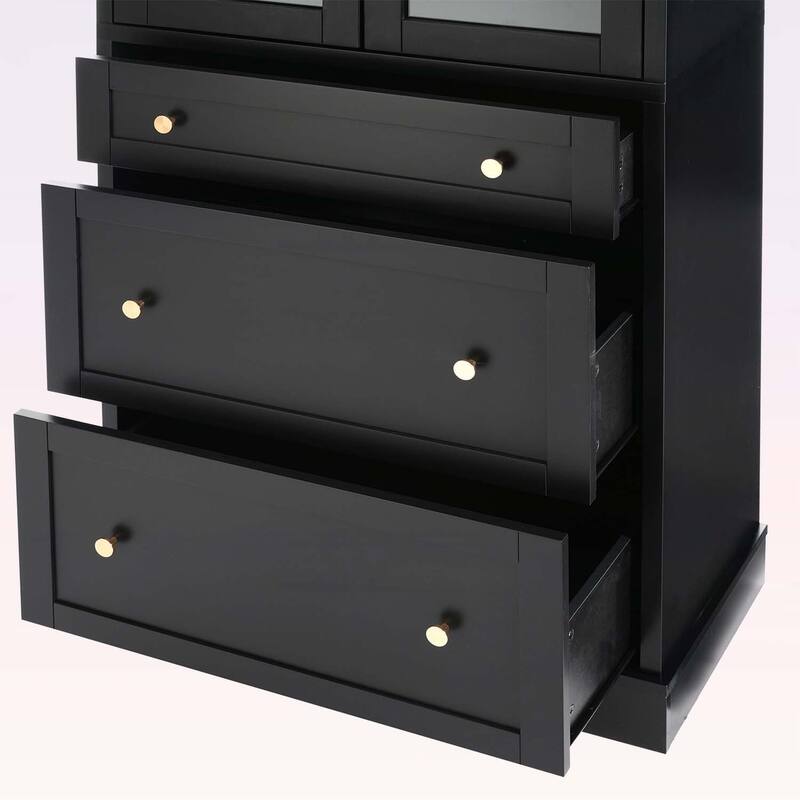 Freestanding Tall Cabinet with 2 Adjustable Shelves,3 Drawers,- Ideal for Bathroom,Living Room,and Kitchen Storage