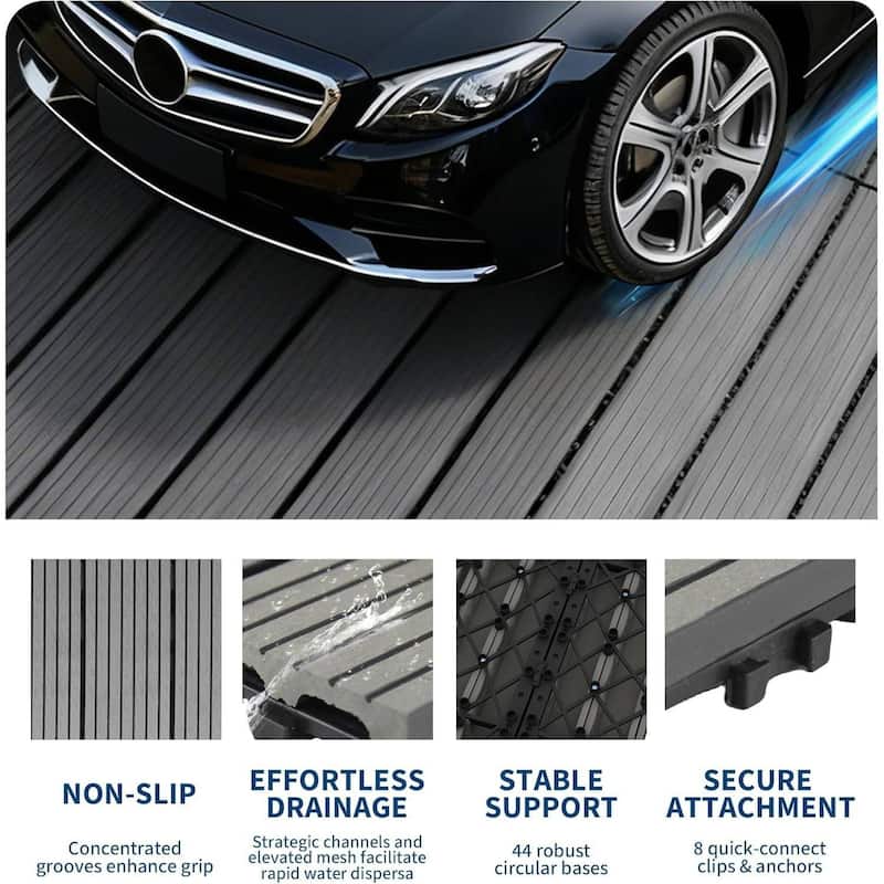 9-Pack 12"X12" Interlocking Patio Flooring Tiles for Patio, Balcony, Porch, Poolside