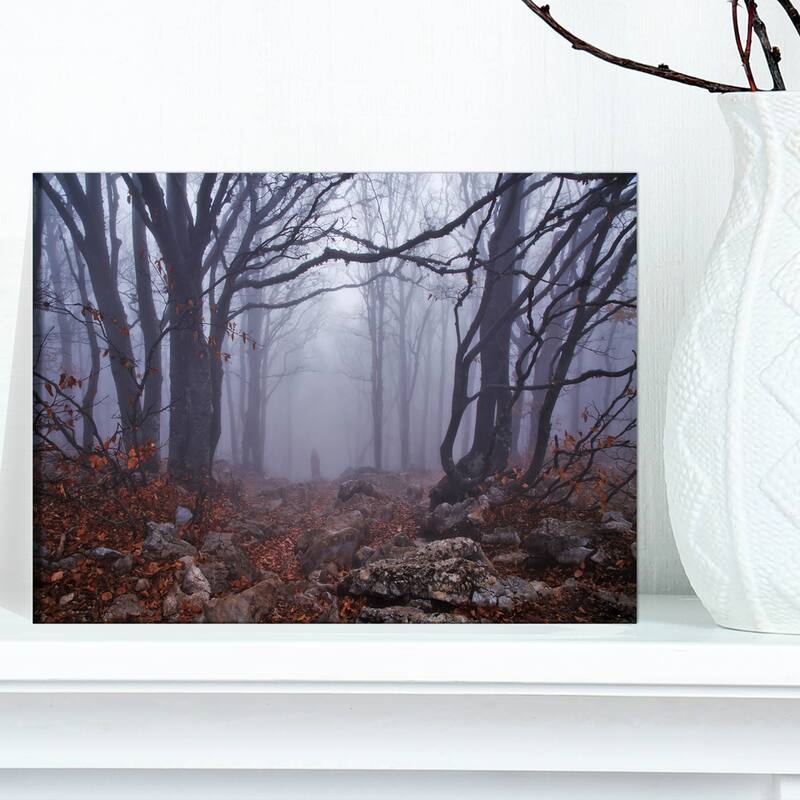 Dark Foggy Forest in Autumn - Landscape Photo Canvas Print - 12 in. wide x 8 in. high - 1 Panel