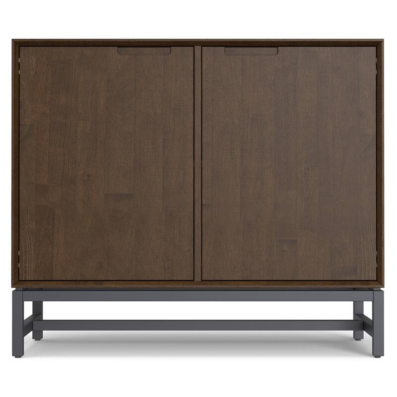 WYNDENHALL Devlin SOLID HARDWOOD & Metal 42 inch Wide Rectangle Modern 2 Door Sideboard Buffet in Walnut Brown