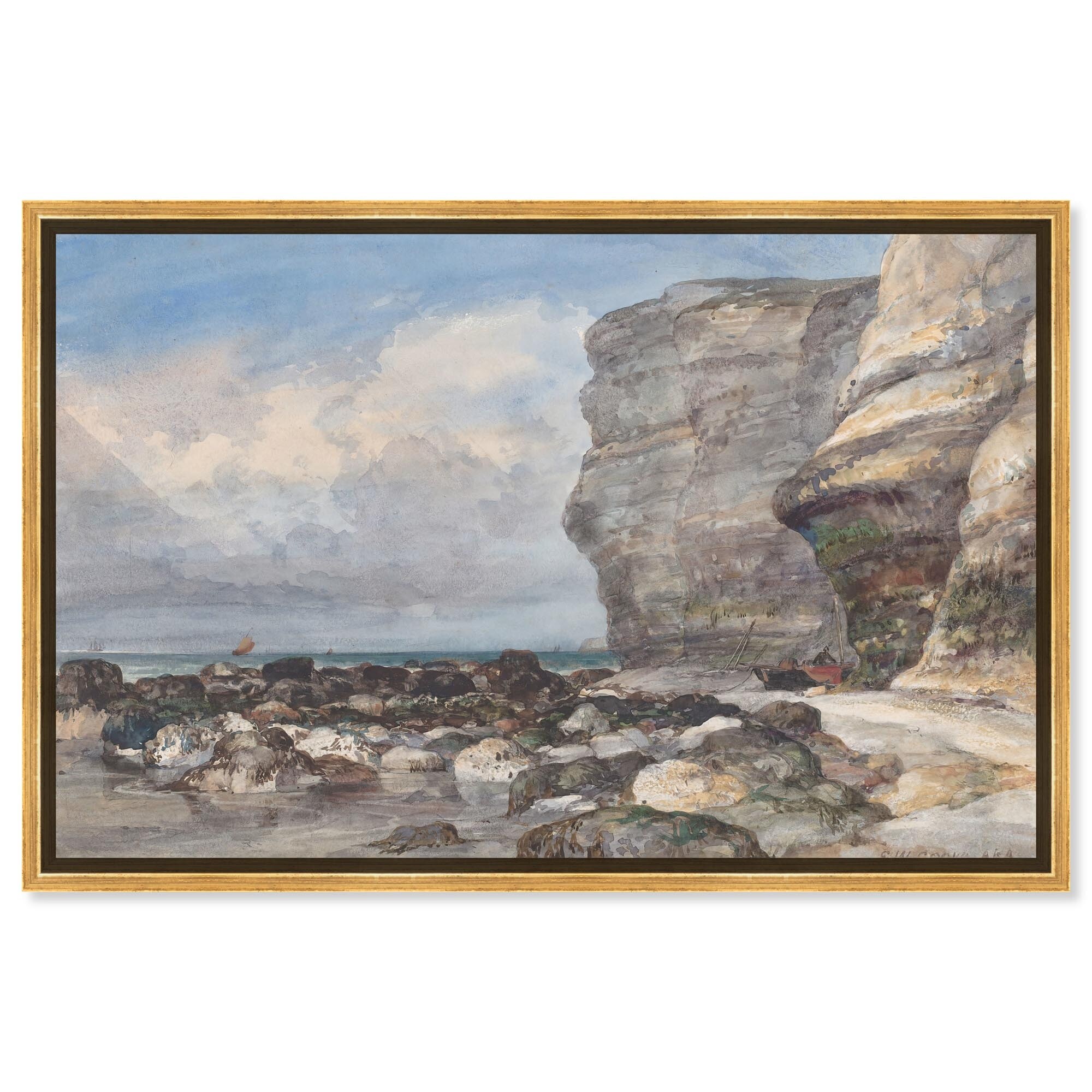 The Rocky Beach and Cliffs Canvas Coastal Classic Art by Art Remedy