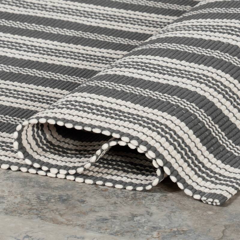 Home Conservatory Ticking Stripe Handwoven Indoor/Outdoor Area Rug