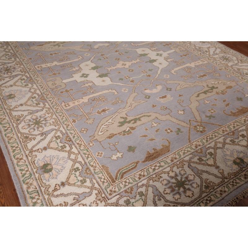 Oushak Indian Area Rug Hand-Knotted Transitional Wool Carpet - 8'0"x 9'10"