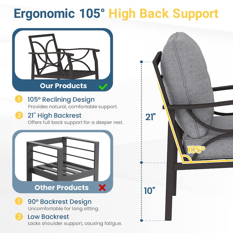 Outdoor Patio Furniture Set, Outdoor Metal Sectional Furniture with Cushions, Outdoor Conversation Seating Set with Coffee Table