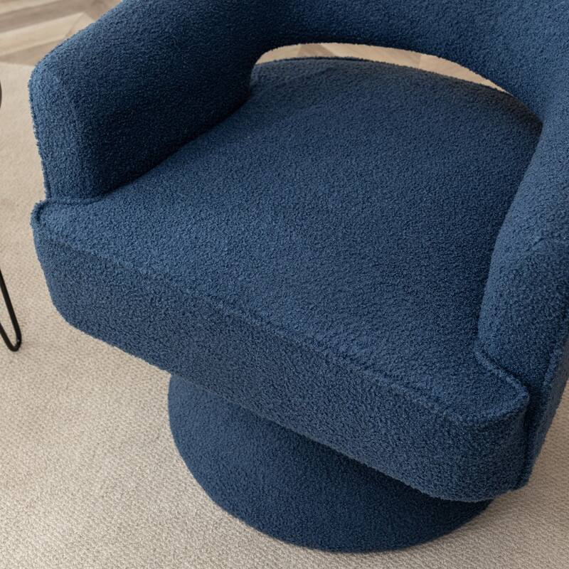 SEYNAR Modern Glam Open Back Velvet Upholstered Round Swivel Accent Arm Barrel Chair for Living Room