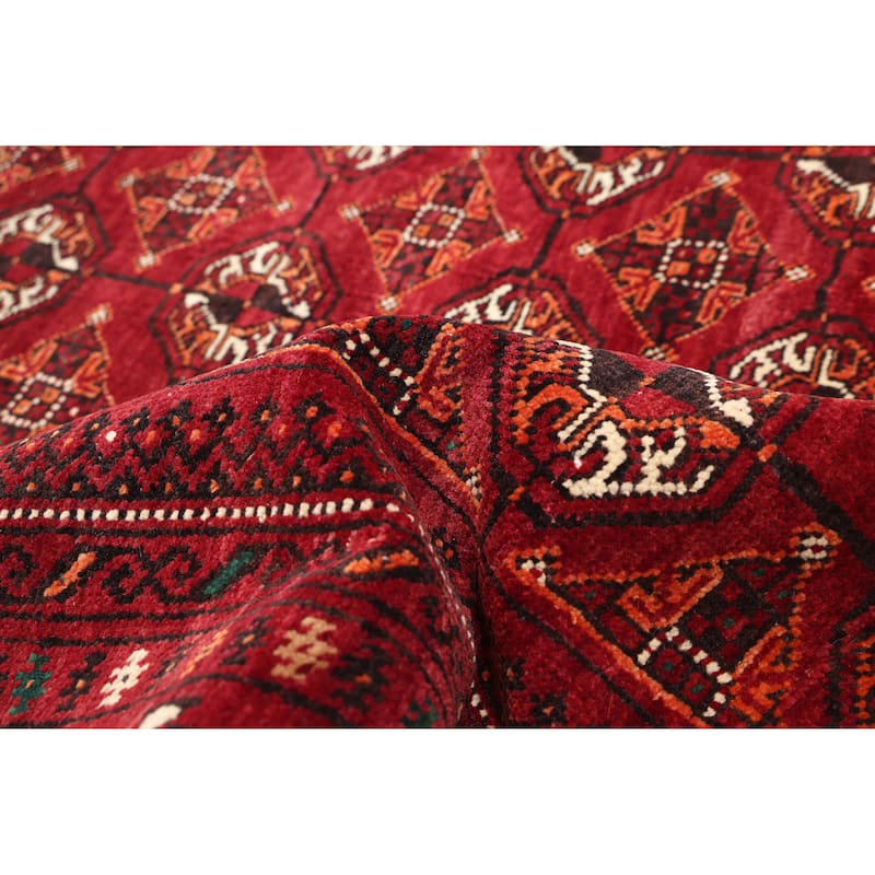 ECARPETGALLERY Hand-knotted Baluch Dark Red Wool Rug - 4'4 x 7'7