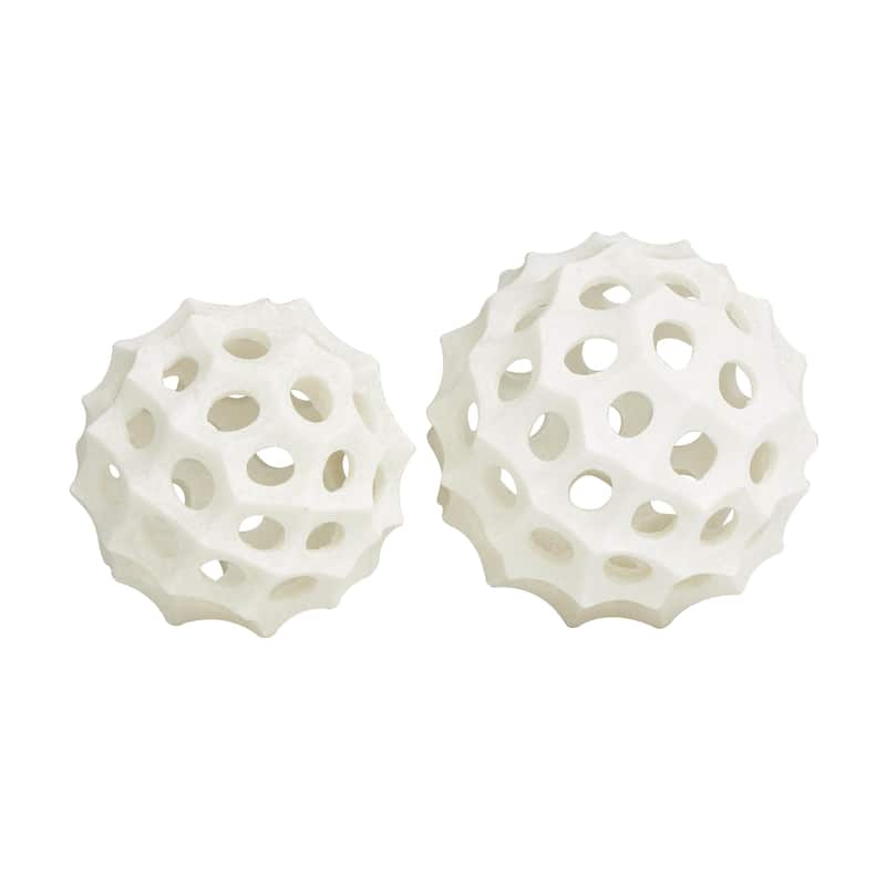 Polystone Abstract Decorative Orbs & Vase Filler - Set of 2 Cream - Roche River Decor