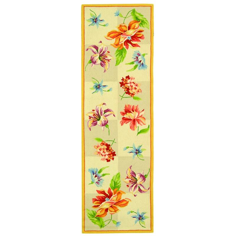 SAFAVIEH Handmade Chelsea Sprig French Country Wool Rug - 2'6" x 8' Runner - Ivory