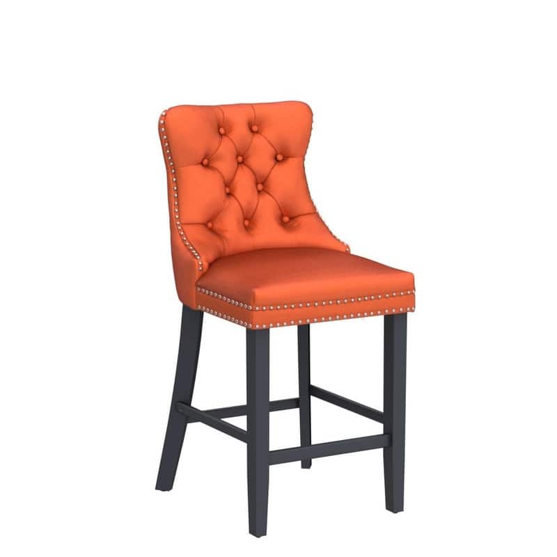 Wing Back Velvet Tufted Nailhead Barstools(Set of 2)