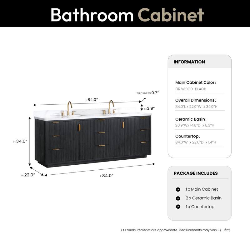 Cadiz Bath Vanity with Composite Stone Top without Mirror