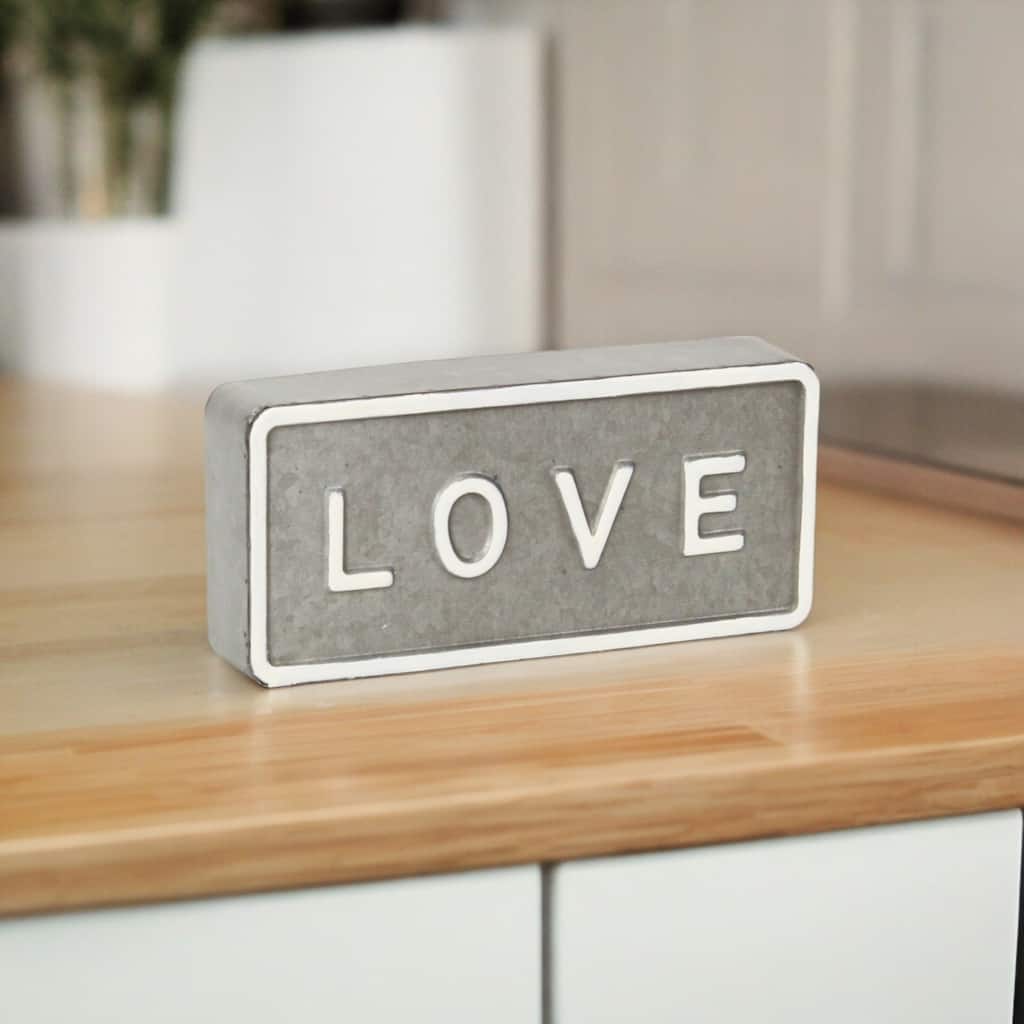 Sandevis Gray and White Metal "Love" Table Sign