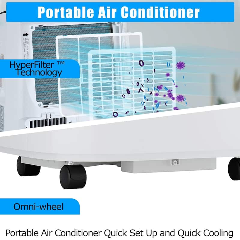 12000 BTU Portable AC Unit, 24H Timer, Remote Control