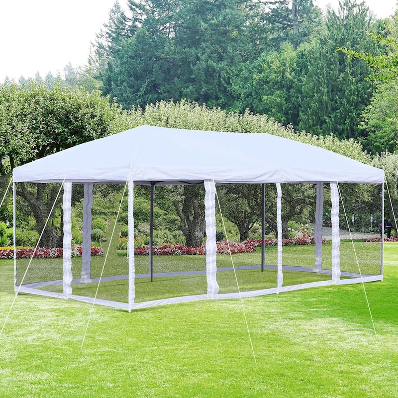 Outsunny Pop Up Party Tent Gazebo Wedding Canopy - Cream