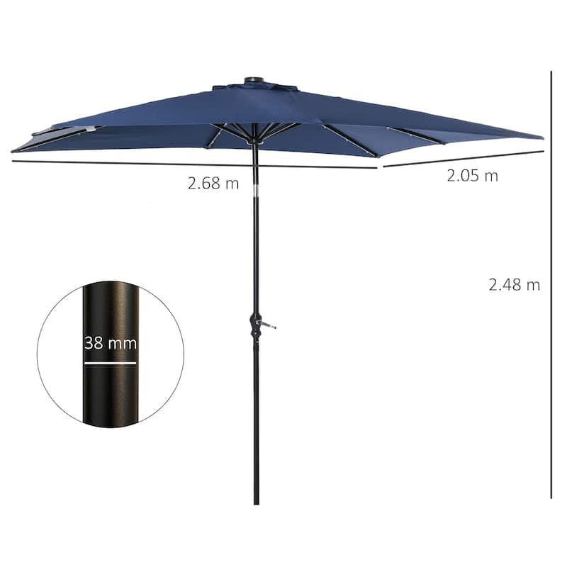 Outdoor Umbrella Lighted Patio Umbrella with Tilt Crank, for Garden Deck Backyard Pool Beach, Dark Gray