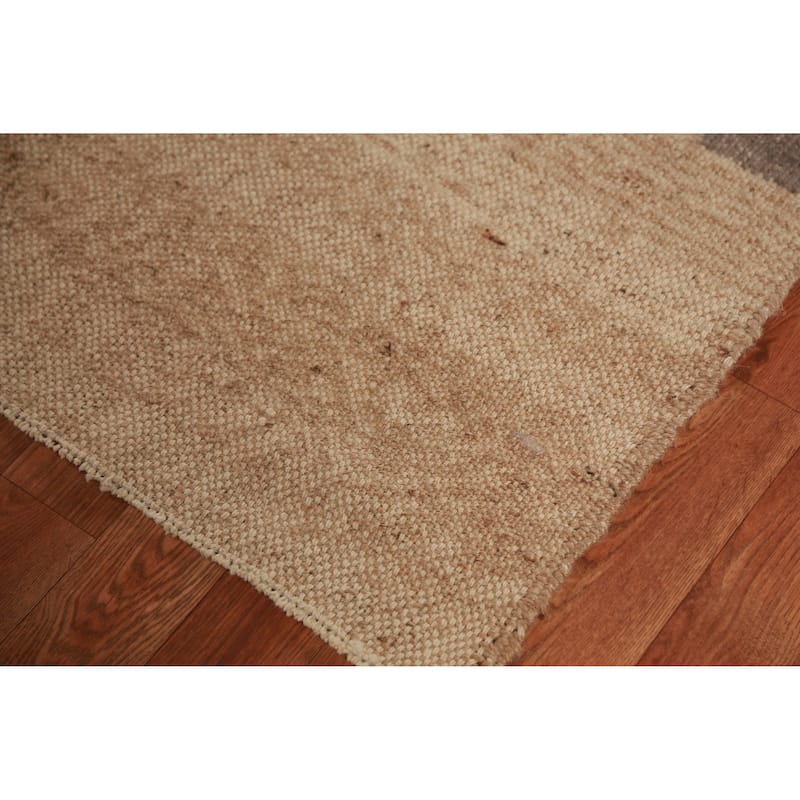 Hand Woven Oriental 100% Jute Carpet Modern Stripe Brown Kilim Area Rug - 9' 9'' X 8' 7''