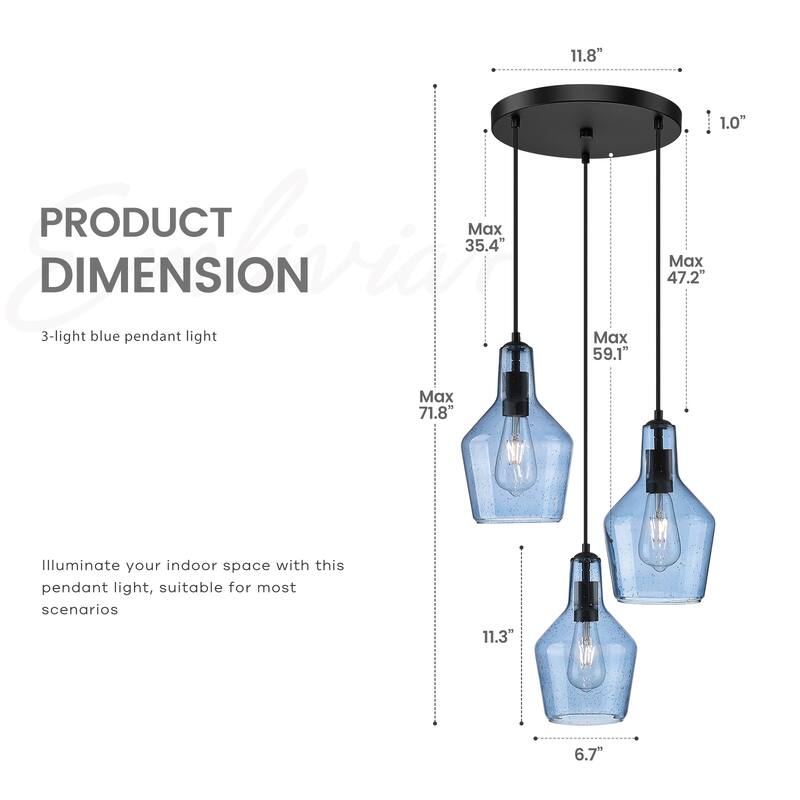Modern 3-Light Kitchen Island Chandelier