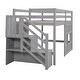 preview thumbnail 8 of 7, Twin Size Loft Bed Frame with Storage Staircase, Grey